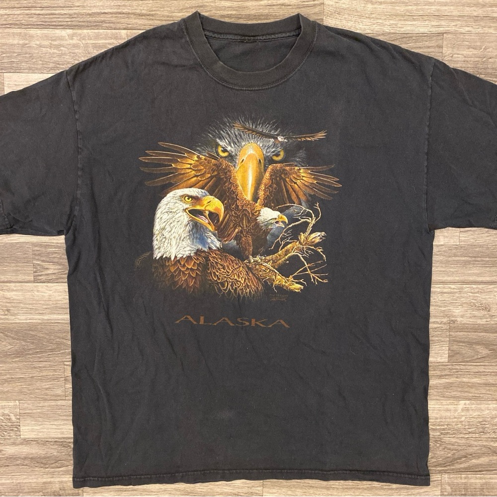 Alaska Eagle T-Shirt Y2K VTG XL Measurement Good Condition Black  Nature